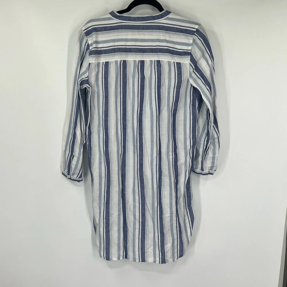 J. Crew Cotton-Linen V-Neck Tunic Top Striped